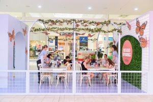 Side shot view of the recreational area made of reboard inside the Smithfield Shopping Centre.